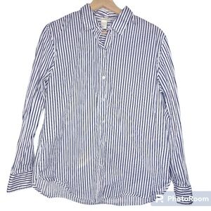 H&M Black & White Striped Collared Shirt